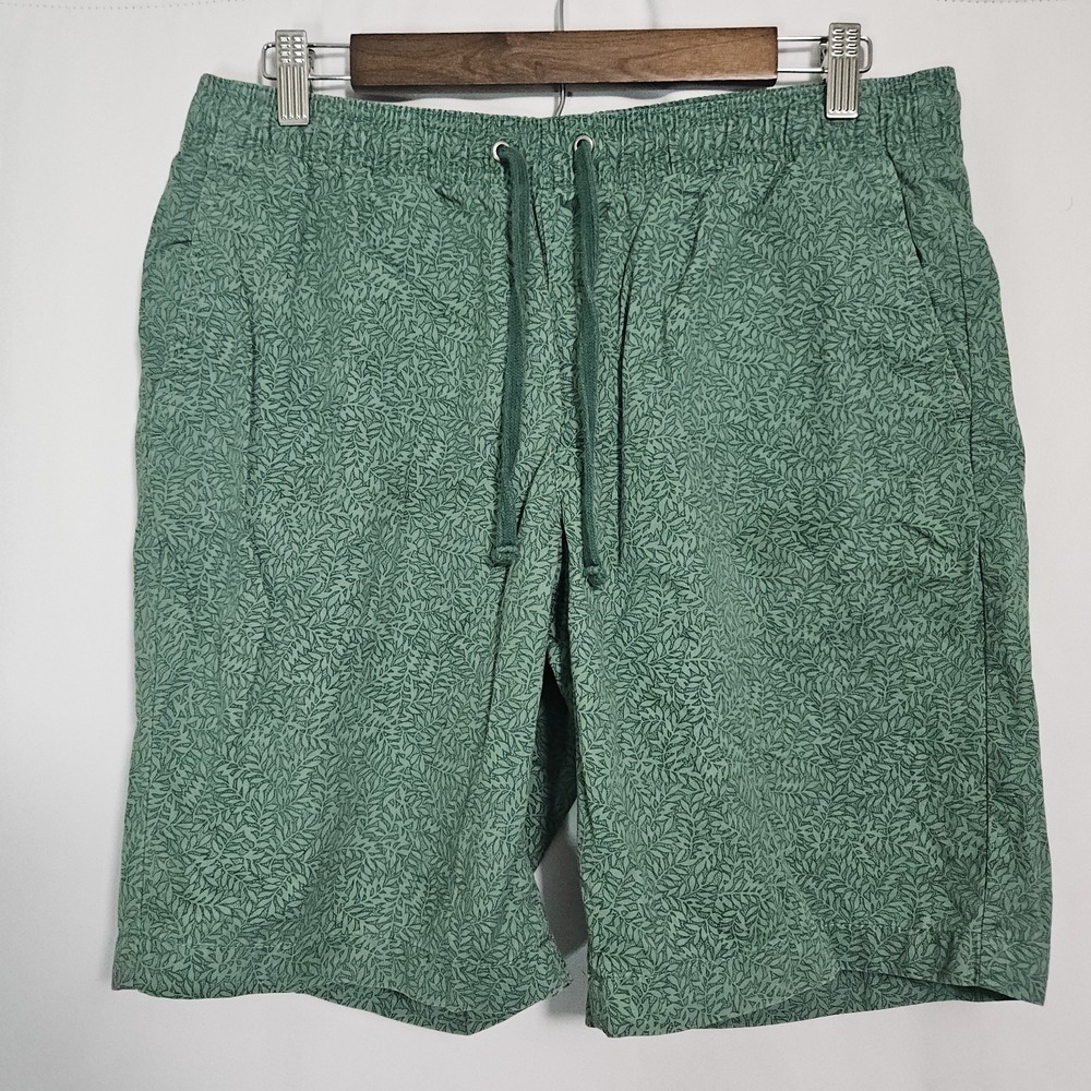Shorts Mens M Green Excellent Leaf Print Drawstring Free Assembly Tropical Beach